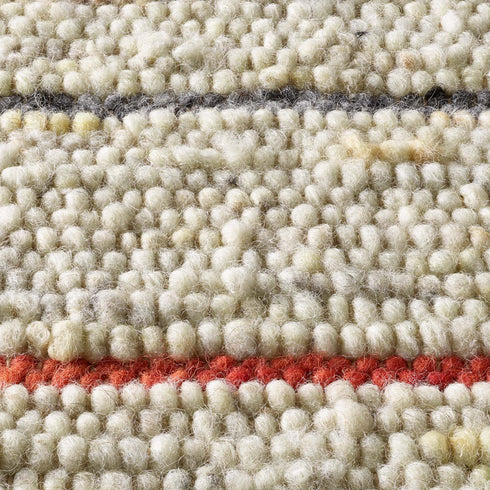 Wollteppich Natur | Reine Schur-Wolle Handweb Teppich gestreift | Rot